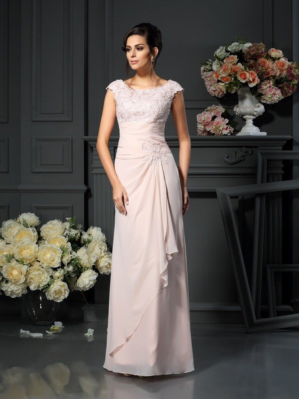 A-Line/Princess Scoop Lace Sleeveless Long Chiffon Mother of the Bride Dresses