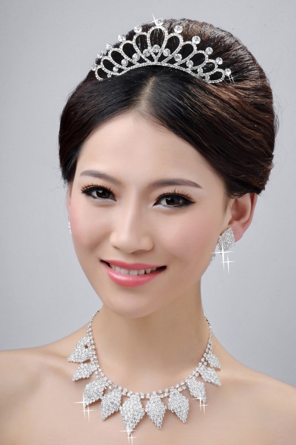 Alloy Clear Crystals Wedding Headpieces Necklaces Earrings Set