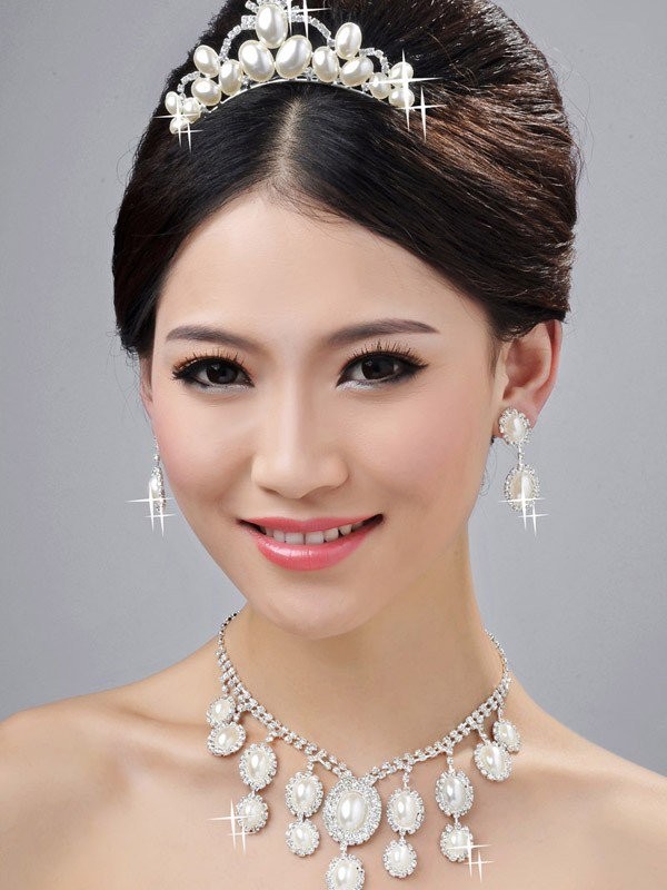 Bright Wedding Headpieces Necklaces Earrings Set