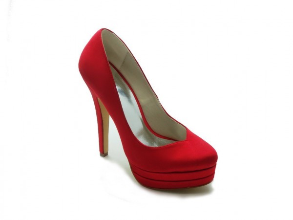 Women's Gorgeous Satin Stiletto Heel High Heel Red Wedding Shoes