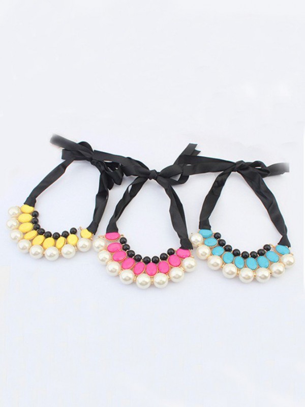 Occident all-match Celebrity Elegant Pearls Ribbons Hot Sale Necklace