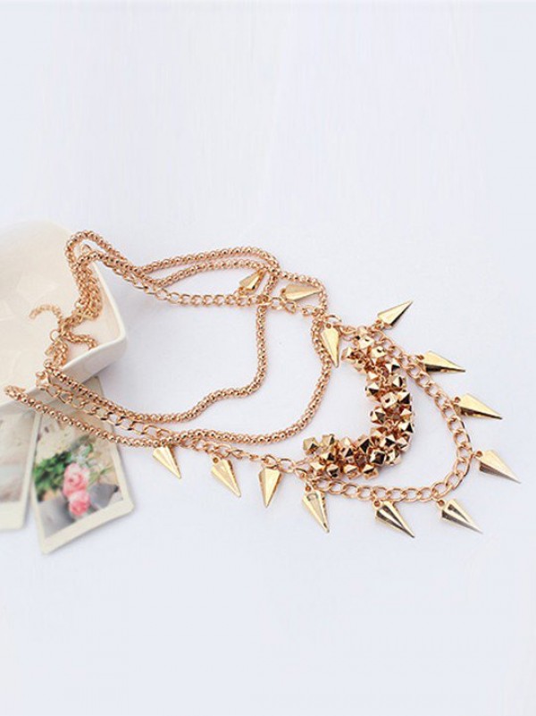 Occident Hyperbolic Stylish Street shooting style Button screw Metallic Multi-layered Hot Sale Necklace
