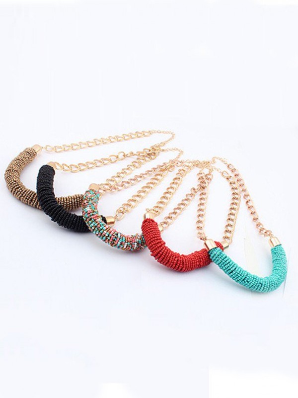 Occident Stylish Multicolor Seed Pearls Handwork Round Tube Hot Sale Necklace