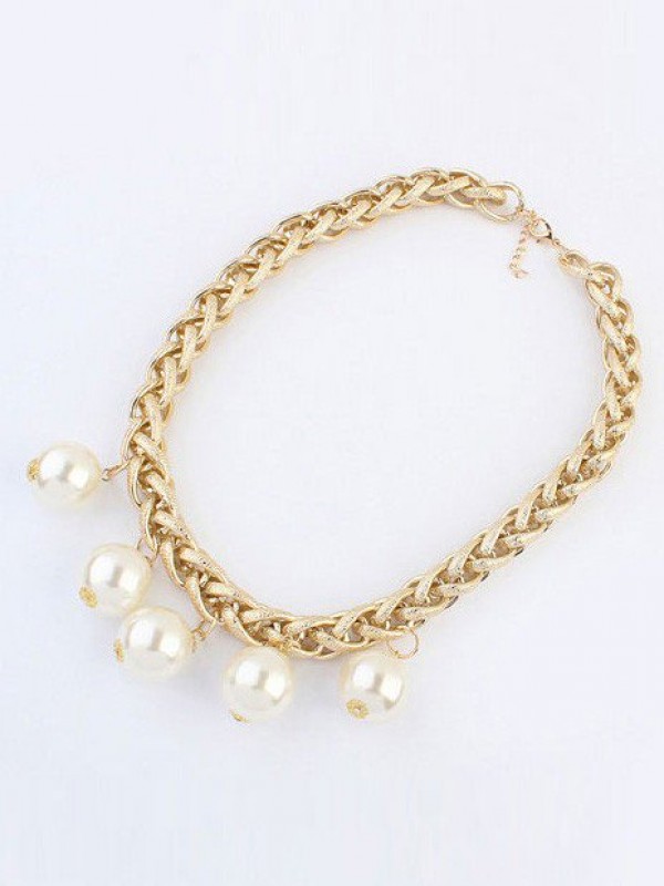 Occident Metallic Punk Imitation pearls Hot Sale Necklace