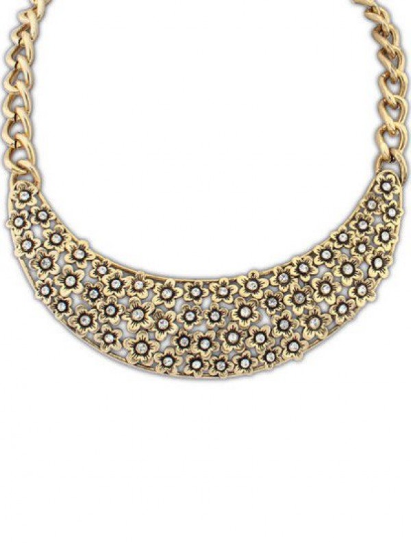 Occident Retro Hollow Plum flower Semi-arc Hot Sale Necklace