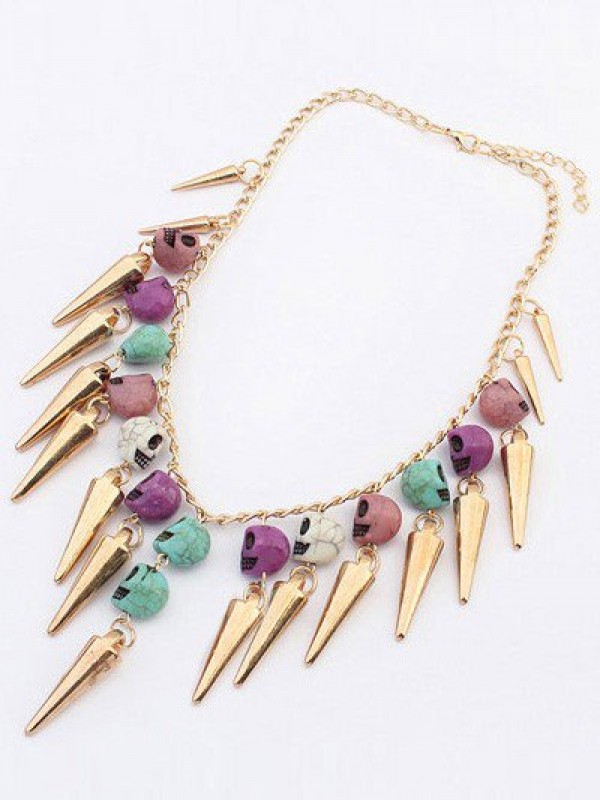 Occident Hyperbolic Skull Conical Metallic Hot Sale Necklace
