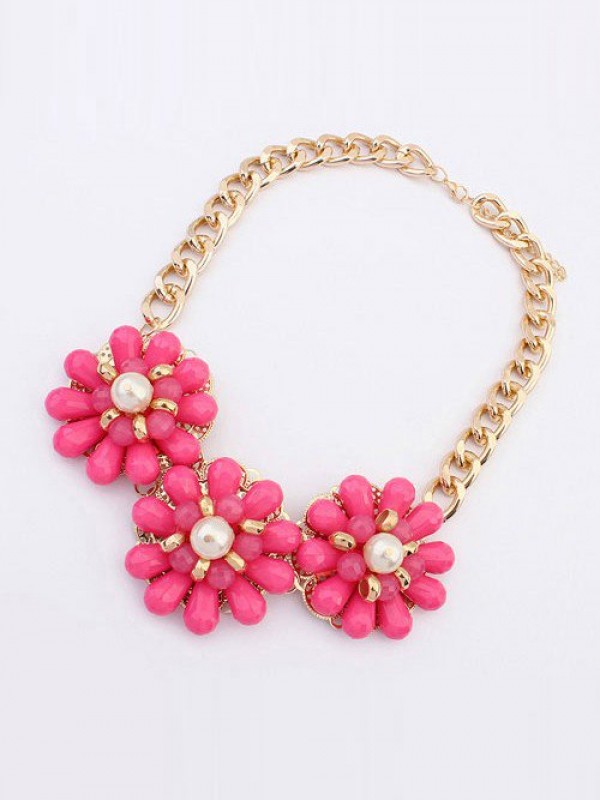 Occident Candy colors Fresh Big Flowers Hot Sale Necklace
