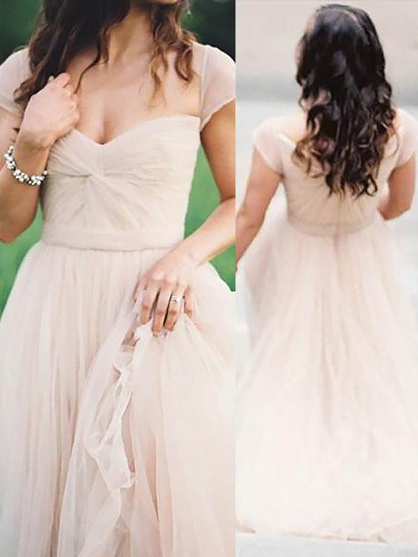 A-Line/Princess Sweetheart Sleeveless Floor-Length Ruched Chiffon Dresses