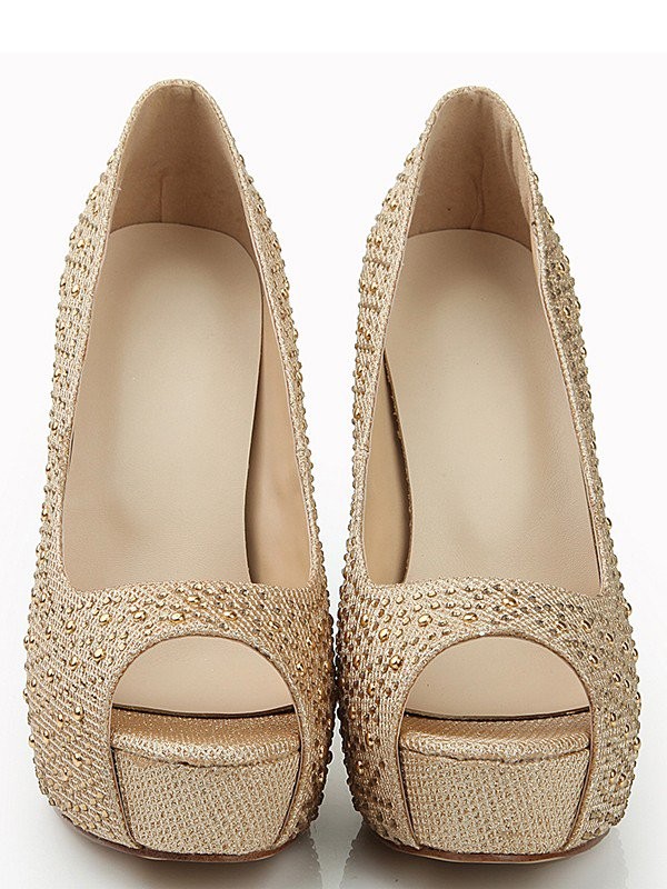 Women's Peep Toe Stiletto Heel Elastic Leather Platform With Buckle Platforms Shoes