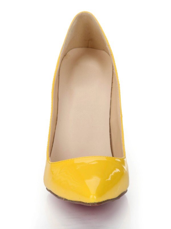Women's Stiletto Heel Patent Leather Closed Toe High Heels