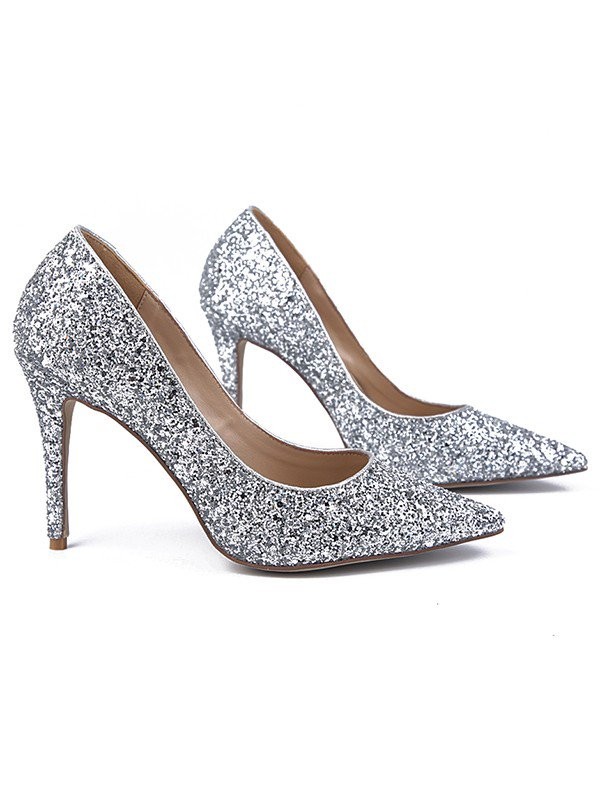 Women's Sparkling Glitter Closed Toe Stiletto Heel High Heels