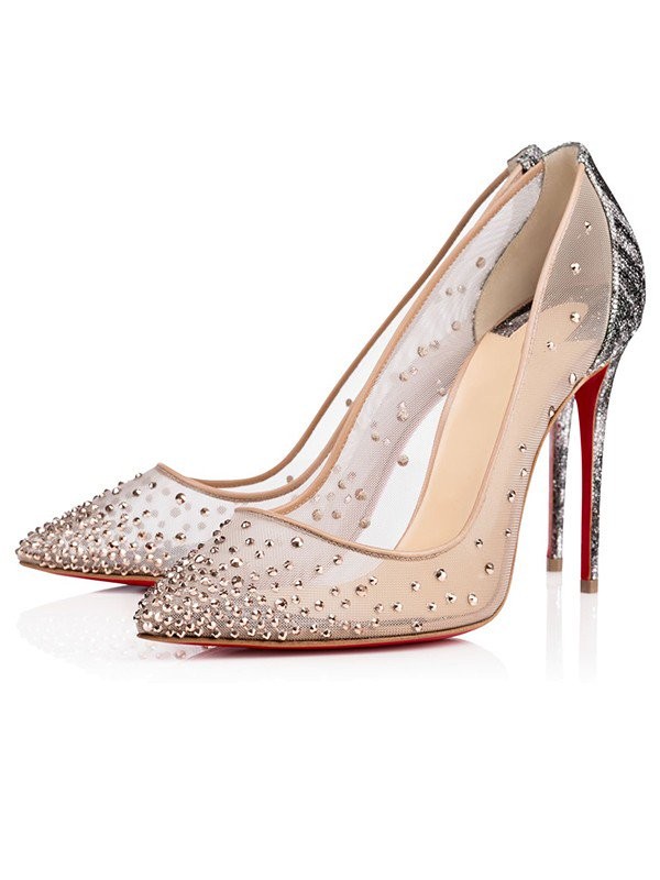 Women's Closed Toe Stiletto Heel with Hot Drilling High Heels