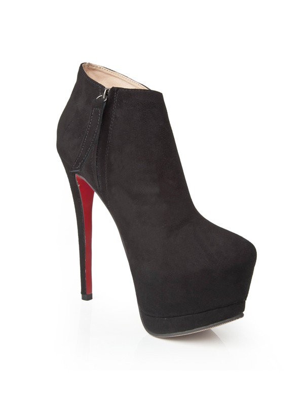 Women's Black Closed Toe Stiletto Heel With Zipper High Heels