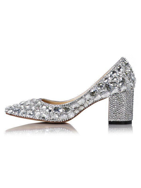 Women's Sheepskin Closed Toe Thick Heel High Heels