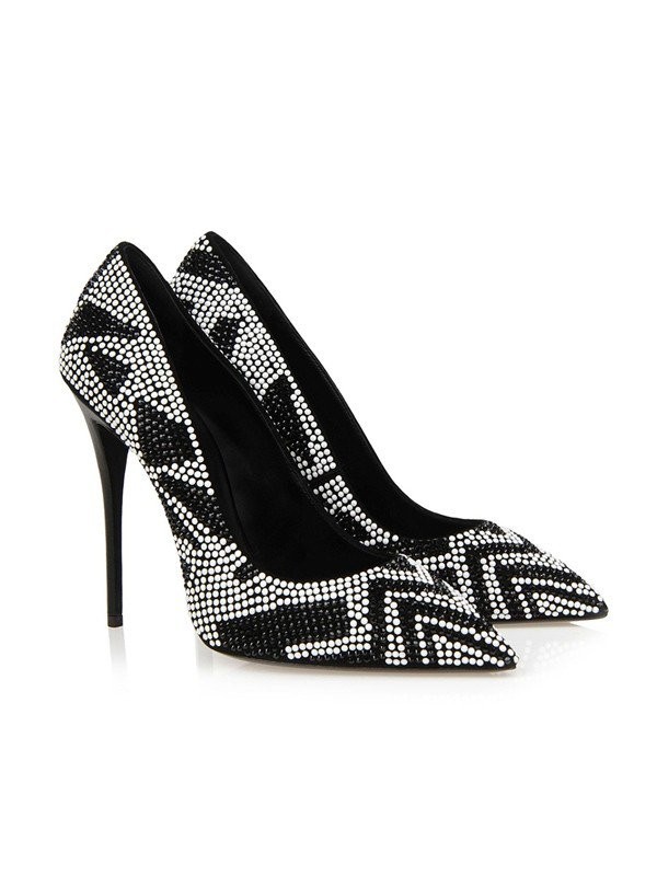 Women's Suede Closed Toe Stiletto Heel With Pearl High Heels
