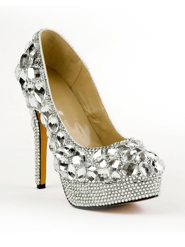 Women's Closed Toe Stiletto Heel Platform Platforms Shoes With Rhinestones
