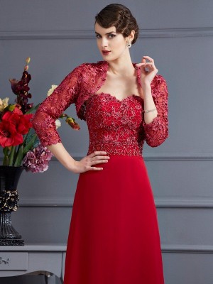 Net 3/4 Sleeves Applique Special Occasion Wrap