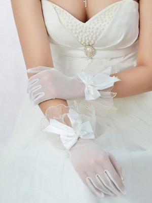 Best Tulle Bowknot Wedding Gloves