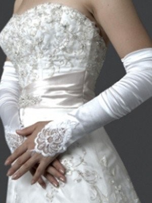 Elastic Satin Embroidery Elbow Gloves