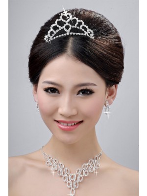 Fashionable Wedding Headpieces Necklaces Earrings Set