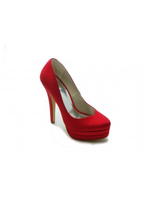 Women's Gorgeous Satin Stiletto Heel High Heel Red Wedding Shoes