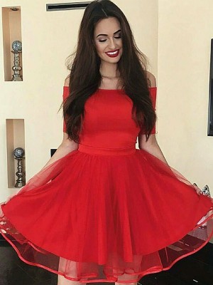 A-Line/Princess Organza Off-the-Shoulder Ruffles Short/Mini Dresses