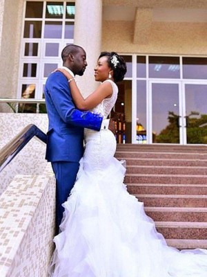 Trumpet/Mermaid Sweetheart Beading Tulle Sleeveless Court Train Wedding Dresses