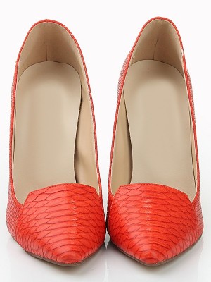 Women's Closed Toe Stiletto Heel Leather Fish-scale Pattern High Heels