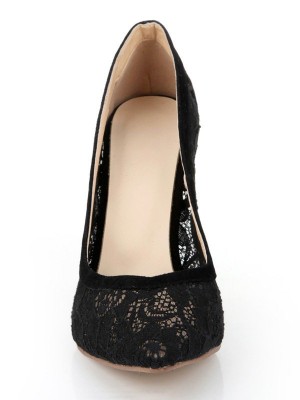 Women's Stiletto Heel Lace Black Closed Toe Office High Heels