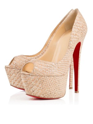 Women's PU Peep Toe Stiletto Heel Platform High Heels