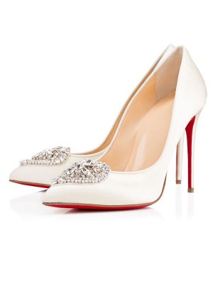 Women's Satin Closed Toe Stiletto Heel with Buckle High Heels
