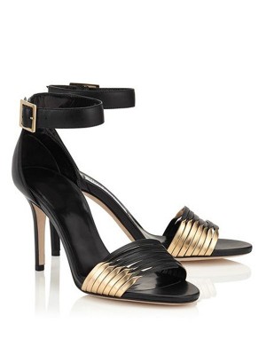 Women's Stiletto Heel Sheepskin Peep Toe With Buckle Sandals Shoes