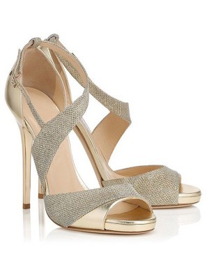 Women's Peep Toe Stiletto Heel Sheepskin With Buckle Sandals Shoes