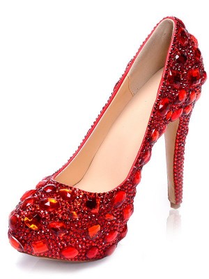 Women's Patent Leather Platform Closed Toe Stiletto Heel With Rhinestone Platforms Shoes