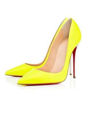 Women's Yellow Patent Leather Closed Toe Stiletto Heel High Heels