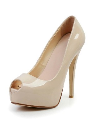 Women's Stiletto Heel Patent Leather Peep Toe Platform High Heels