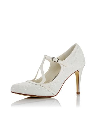 Women's Satin PU Closed Toe Stiletto Heel Wedding Shoes