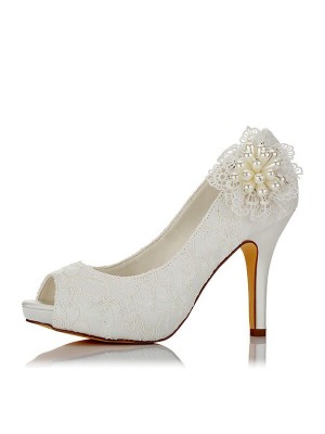 Women's PU Peep Toe Stiletto Heel Wedding Shoes