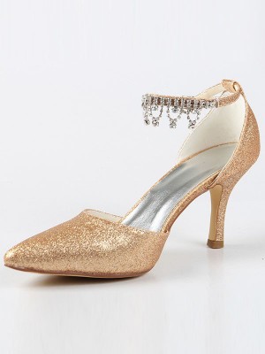 Women's Mary Jane Closed Toe Cone Heel With Rhinestone High Heels