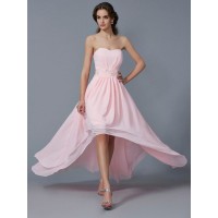 A-Line/Princess Sweetheart Sleeveless Beading High Low Chiffon Homecoming Dresses