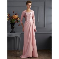 Sheath/Column Straps Sleeveless Long Elastic Woven Satin Mother of the Bride Dresses