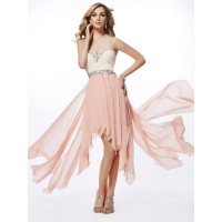 A-Line/Princess Sweetheart Sleeveless Beading High Low Chiffon Dresses