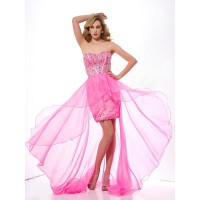 A-Line/Princess Sweetheart Sleeveless Beading High Low Organza Dresses