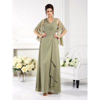 A-Line/Princess V-neck Pleats Sleeveless Long Chiffon Mother of the Bride Dresses