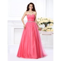 Ball Gown Sweetheart Pleats Sleeveless Long Satin Quinceanera Dresses