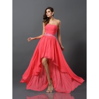 A-Line/Princess Sweetheart Sleeveless High Low Chiffon Bridesmaid Dresses