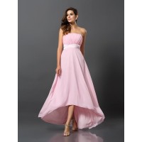 A-Line/Princess Strapless Sleeveless High Low Chiffon Bridesmaid Dresses