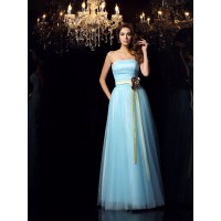 Ball Gown Strapless Sash/Ribbon/Belt Sleeveless Long Satin Quinceanera Dresses