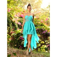 A-Line/Princess Sweetheart Beading Sleeveless High Low Chiffon Bridesmaid Dresses