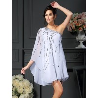 A-Line/Princess One-Shoulder Sequin Sleeveless Short Chiffon Mother of the Bride Dresses